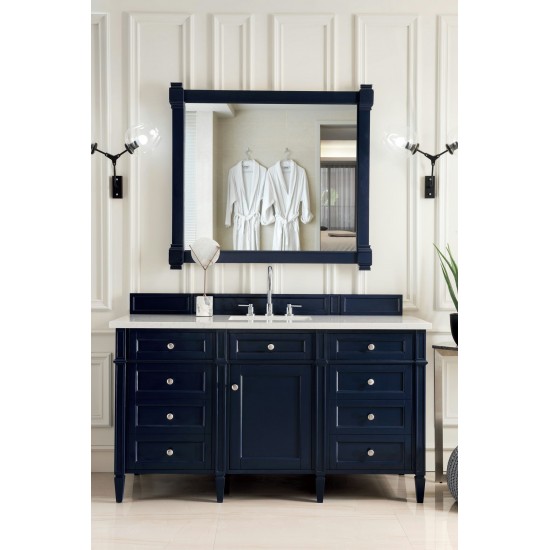 Brittany 60" Victory Blue Single Vanity w/ 3 CM Eternal Jasmine Pearl Quartz Top