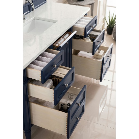 Brittany 60" Victory Blue Single Vanity w/ 3 CM Eternal Jasmine Pearl Quartz Top