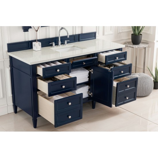 Brittany 60" Victory Blue Single Vanity w/ 3 CM Eternal Jasmine Pearl Quartz Top