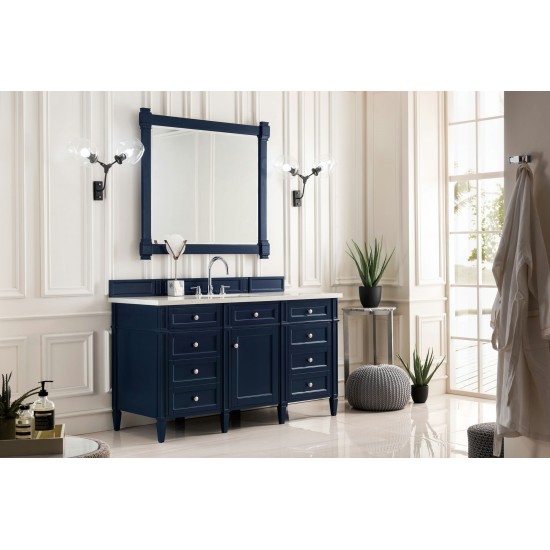 Brittany 60" Victory Blue Single Vanity w/ 3 CM Eternal Jasmine Pearl Quartz Top