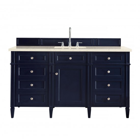 Brittany 60" Victory Blue Single Vanity w/ 3 CM Eternal Marfil Quartz Top