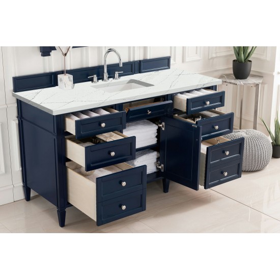 Brittany 60" Victory Blue Single Vanity w/ 3 CM Ethereal Noctis Quartz Top