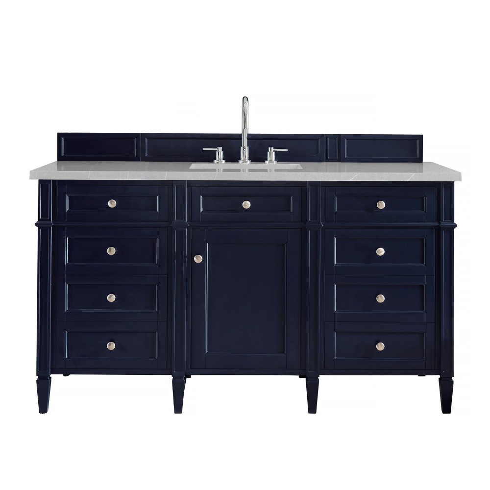 Brittany 60" Victory Blue Single Vanity w/ 3 CM Eternal Serena Quartz Top