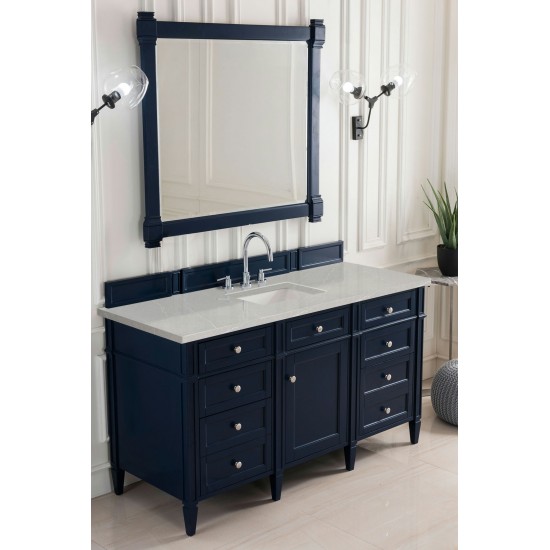 Brittany 60" Victory Blue Single Vanity w/ 3 CM Eternal Serena Quartz Top