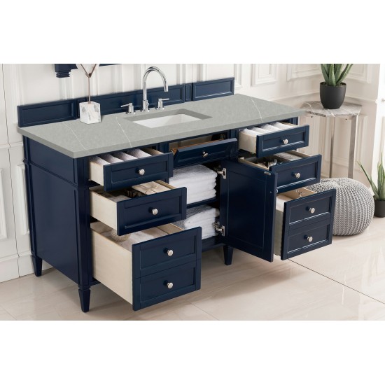 Brittany 60" Victory Blue Single Vanity w/ 3 CM Eternal Serena Quartz Top