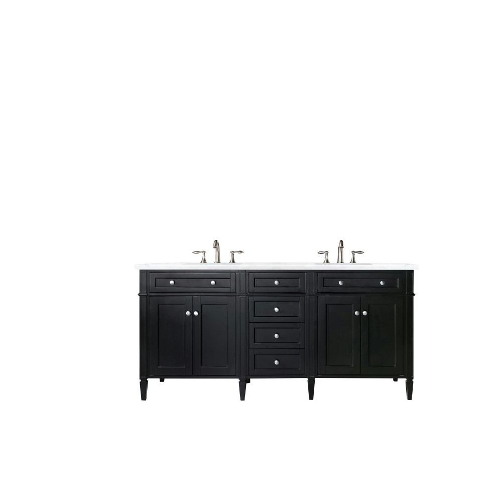 Brittany 72" Black Onyx Double Vanity w/ 3 CM Arctic Fall Solid Surface Top