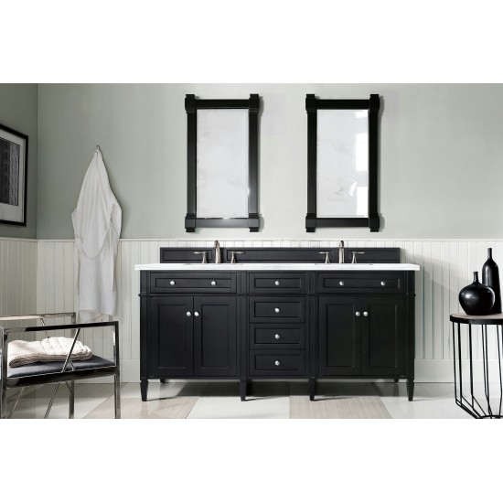 Brittany 72" Black Onyx Double Vanity w/ 3 CM Arctic Fall Solid Surface Top