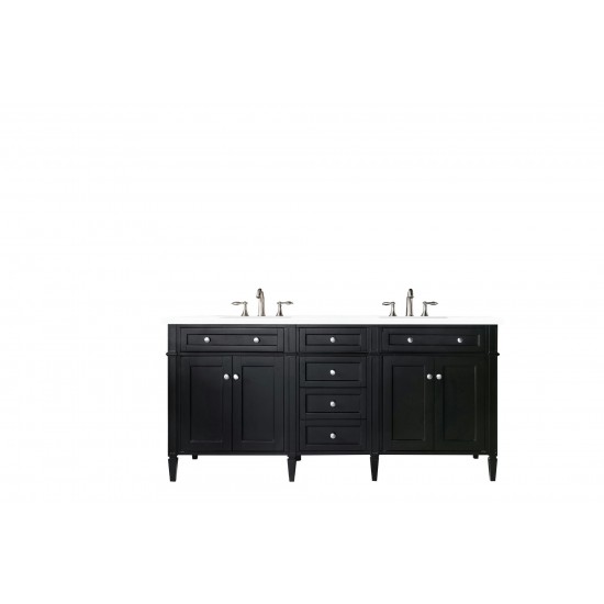 Brittany 72" Black Onyx Double Vanity w/ 3 CM Classic White Quartz Top