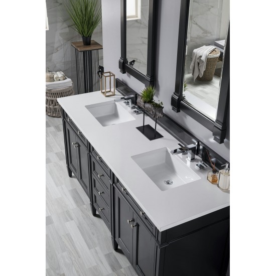 Brittany 72" Black Onyx Double Vanity w/ 3 CM Classic White Quartz Top