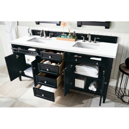 Brittany 72" Black Onyx Double Vanity w/ 3 CM Classic White Quartz Top