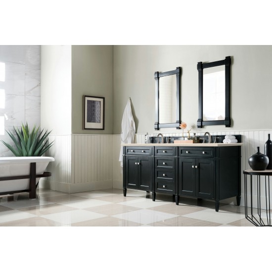 Brittany 72" Black Onyx Double Vanity w/ 3 CM Eternal Marfil Quartz Top