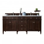 Brittany 72" Mahogany Double Vanity w/3 CM Arctic Fall Solid Surface Top