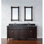 Brittany 72" Mahogany Double Vanity w/3 CM Charcoal Soapstone Quartz Top