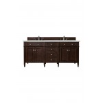 Brittany 72" Burnished Mahogany Double Vanity w/ 3 CM Ethereal Noctis Quartz Top