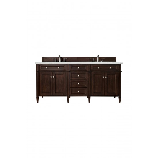 Brittany 72" Burnished Mahogany Double Vanity w/ 3 CM Ethereal Noctis Quartz Top