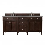 Brittany 72" Burnished Mahogany Double Vanity w/ 3 CM Grey Expo Quartz Top