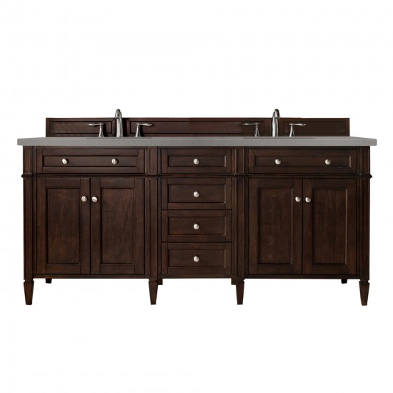 Brittany 72" Burnished Mahogany Double Vanity w/ 3 CM Grey Expo Quartz Top