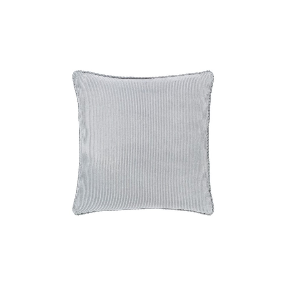 Surya Corduroy Light Gray Pillow Shell With Polyester Insert 18"H X 18"W