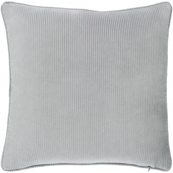 Surya Corduroy Light Gray Pillow Shell With Polyester Insert 18"H X 18"W