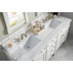 Brittany 72" Bright White Double Vanity w/ 3 CM Arctic Fall Solid Surface Top