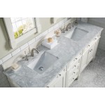 Brittany 72" Bright White Double Vanity w/ 3 CM Carrara Marble Top