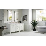 Brittany 72" Bright White Double Vanity w/ 3 CM Carrara Marble Top