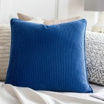 Surya Corduroy Dark Blue Pillow Shell With Down Insert 18"H X 18"W