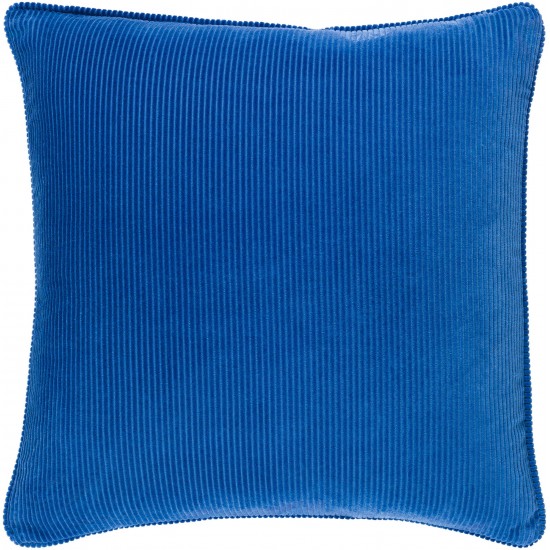 Surya Corduroy Dark Blue Pillow Shell With Down Insert 18"H X 18"W