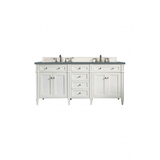 Brittany 72" Bright White Double Vanity w/ 3 CM Cala Blue Quartz Top