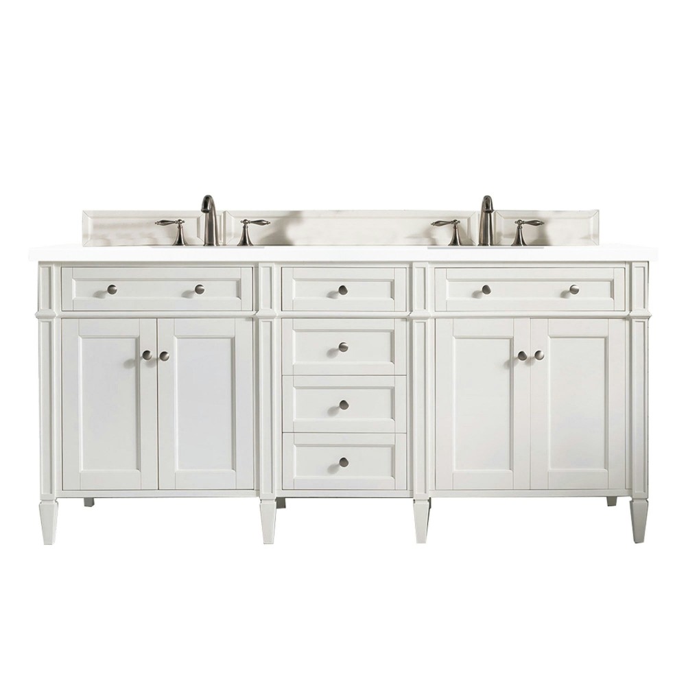 Brittany 72" Bright White Double Vanity w/ 3 CM Classic White Quartz Top Brittany 72" Bright White Double Vanity w/ 3 CM Classic White Quartz Top