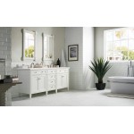 Brittany 72" Bright White Double Vanity w/ 3 CM Classic White Quartz Top