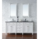 Brittany 72" Bright White Double Vanity w/ 3 CM Charcoal Soapstone Quartz Top