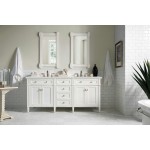 Brittany 72" Bright White Double Vanity w/ 3 CM Eternal Jasmine Pearl Quartz Top