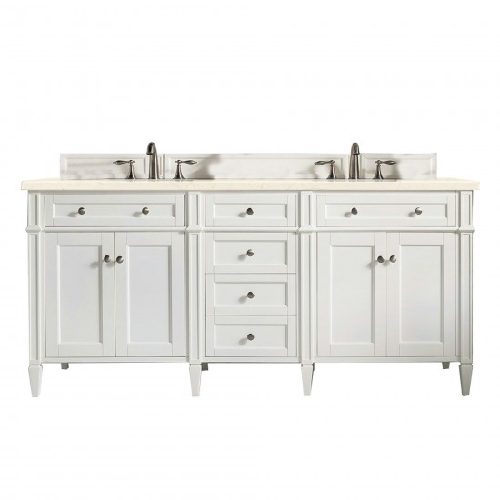 Brittany 72" Bright White Double Vanity w/ 3 CM Eternal Marfil Quartz Top