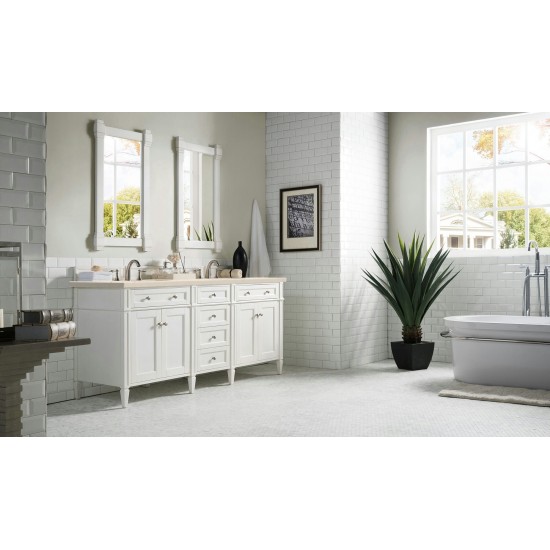 Brittany 72" Bright White Double Vanity w/ 3 CM Eternal Marfil Quartz Top