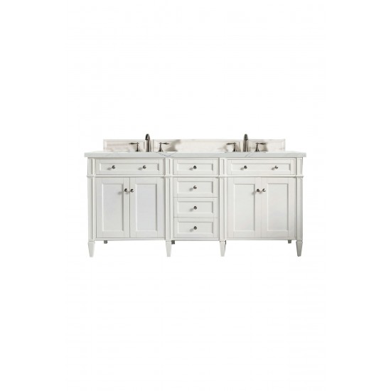 Brittany 72" Bright White Double Vanity w/ 3 CM Ethereal Noctis Quartz Top