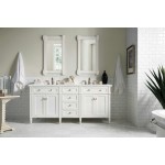 Brittany 72" Bright White Double Vanity w/ 3 CM Ethereal Noctis Quartz Top