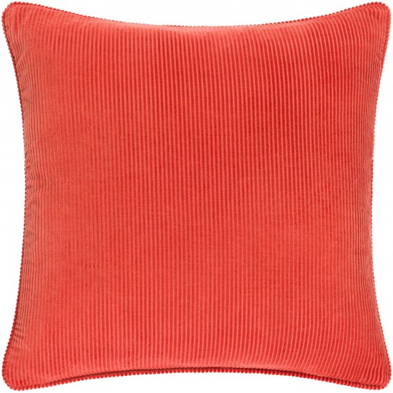 Surya Corduroy Orange Pillow Shell With Polyester Insert 20"H X 20"W