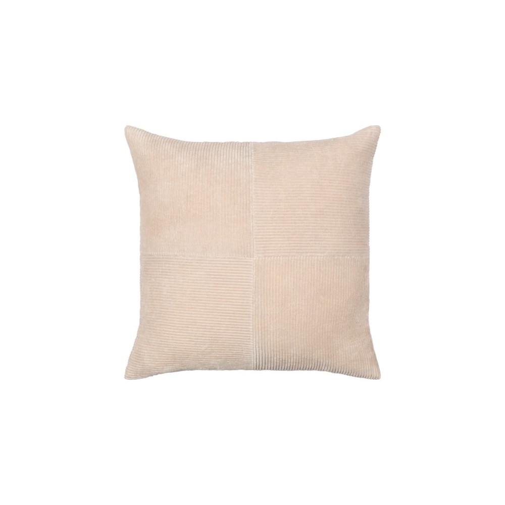 Surya Corduroy Quarters Light Beige Pillow Shell With Down Insert 18"H X 18"W