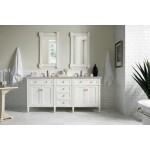 Brittany 72" Bright White Double Vanity w/ 3 CM Eternal Serena Quartz Top