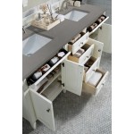 Brittany 72" Bright White Double Vanity w/ 3 CM Grey Expo Quartz Top