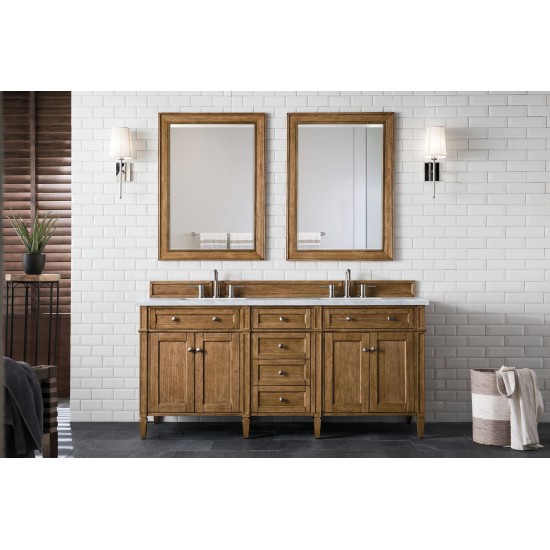 Brittany 72" Saddle Brown Double Vanity w/ 3 CM Arctic Fall Solid Surface Top