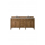 Brittany 72" Saddle Brown Double Vanity w/ 3 CM Carrara Marble Top