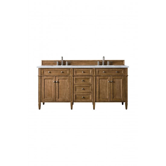 Brittany 72" Saddle Brown Double Vanity w/ 3 CM Carrara Marble Top