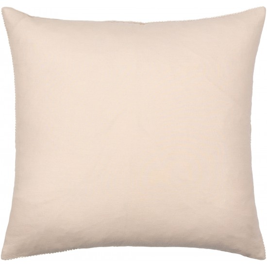 Surya Corduroy Quarters Light Beige Pillow Shell With Down Insert 22"H X 22"W