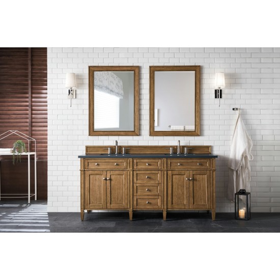 Brittany 72" Saddle Brown Double Vanity w/ 3 CM Charcoal Soapstone Quartz Top