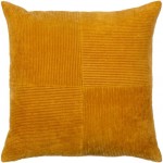 Surya Corduroy Quarters Mustard Pillow Shell With Polyester Insert 18"H X 18"W