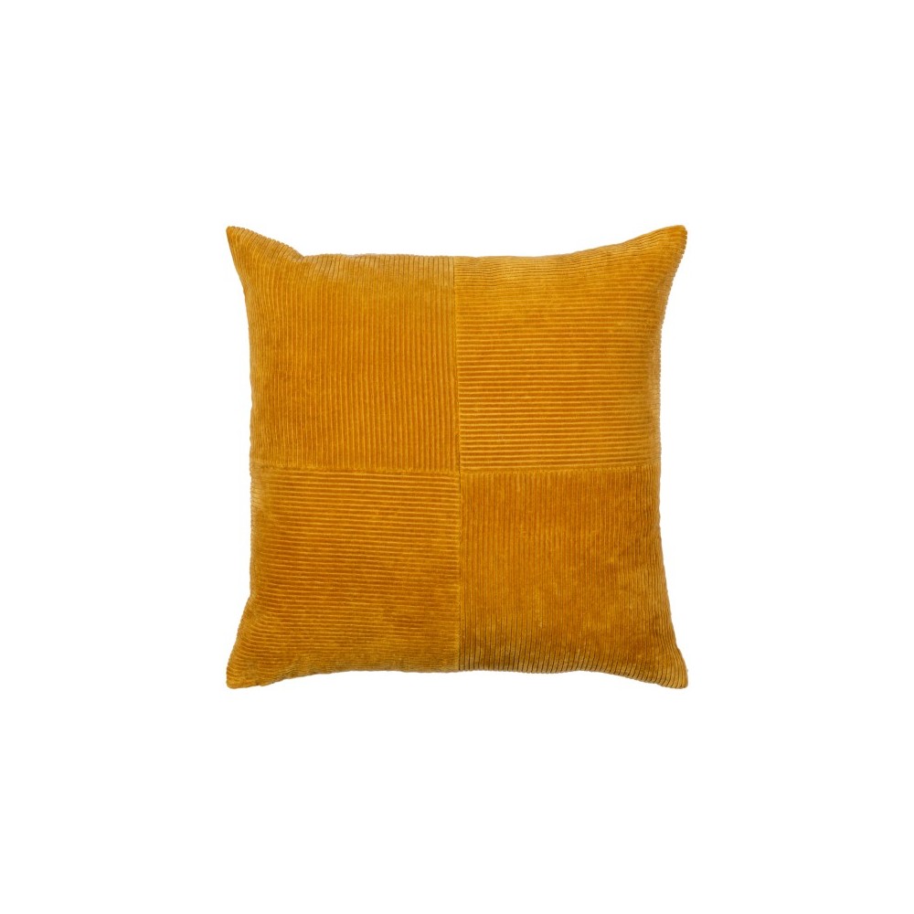 Surya Corduroy Quarters Mustard Pillow Shell With Polyester Insert 18"H X 18"W