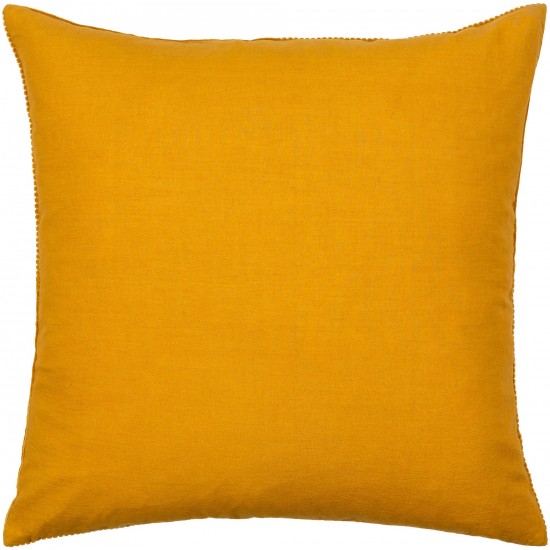 Surya Corduroy Quarters Mustard Pillow Shell With Polyester Insert 18"H X 18"W