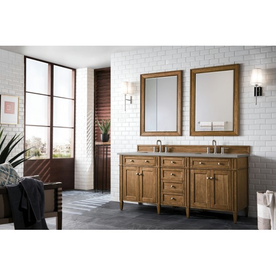 Brittany 72" Saddle Brown Double Vanity w/ 3 CM Grey Expo Quartz Top